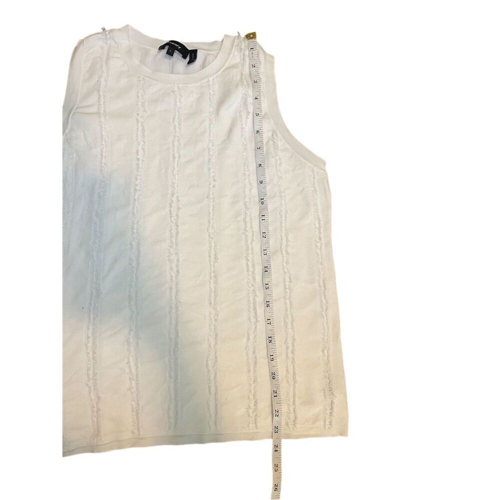 Theory Women's Fringe Shell Tank Top White Size Large Sleeveless - Picture 2 of 7